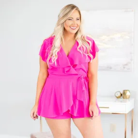 Going International Romper, Fuchsia