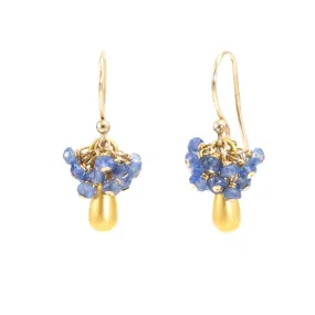 Gold Tear Drop Sapphire Cluster Earrings