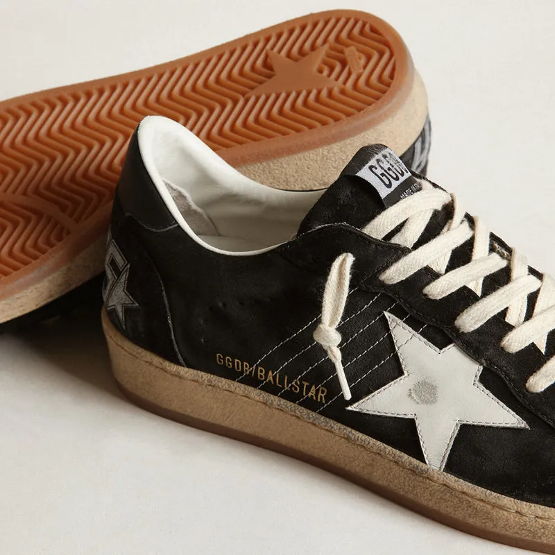 GOLDEN GOOSE BALL STAR SNEAKERS IN BLACK SUEDE & WHITE LEATHER