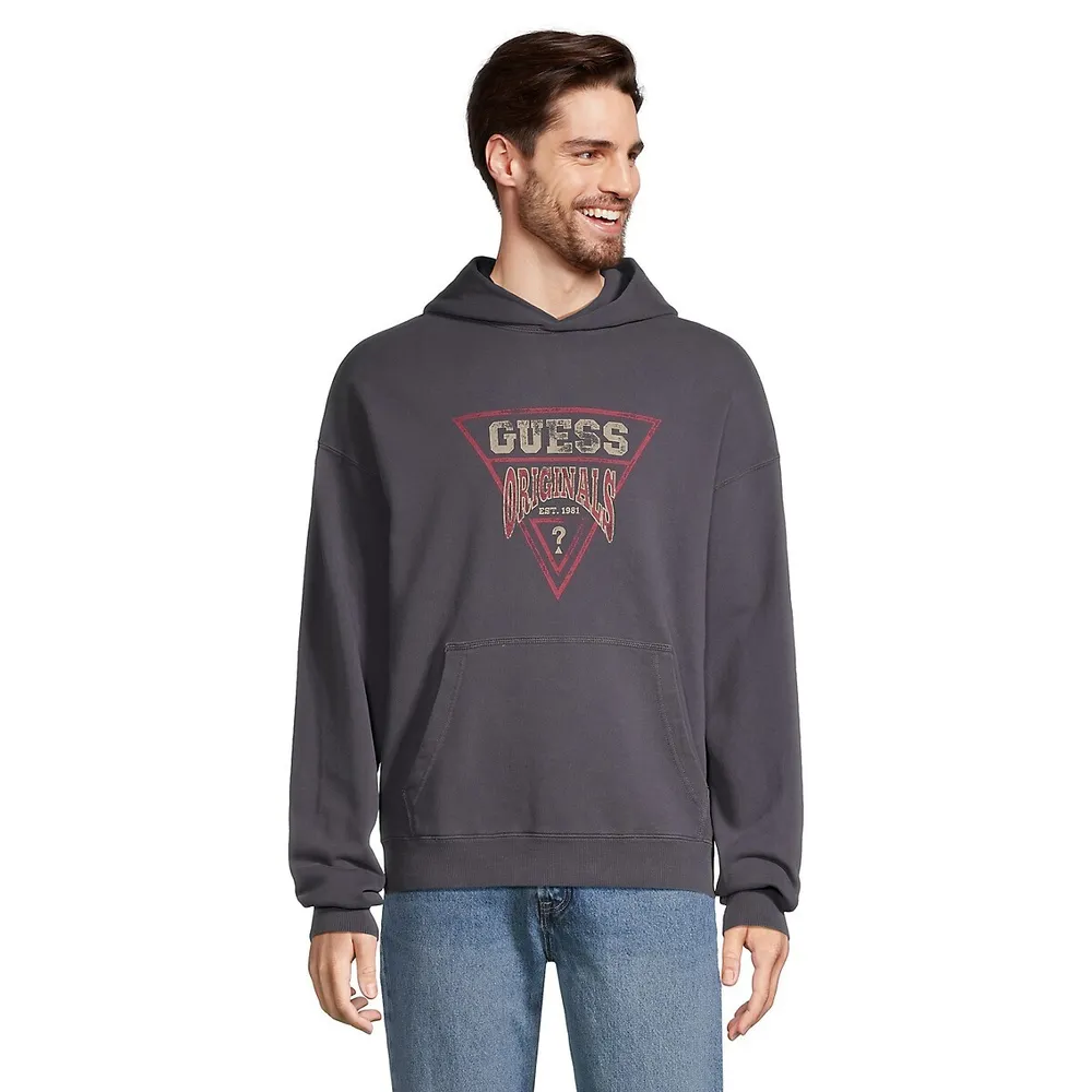 GUESS Guess Originals Vintage-Style Triangle Logo Hoodie