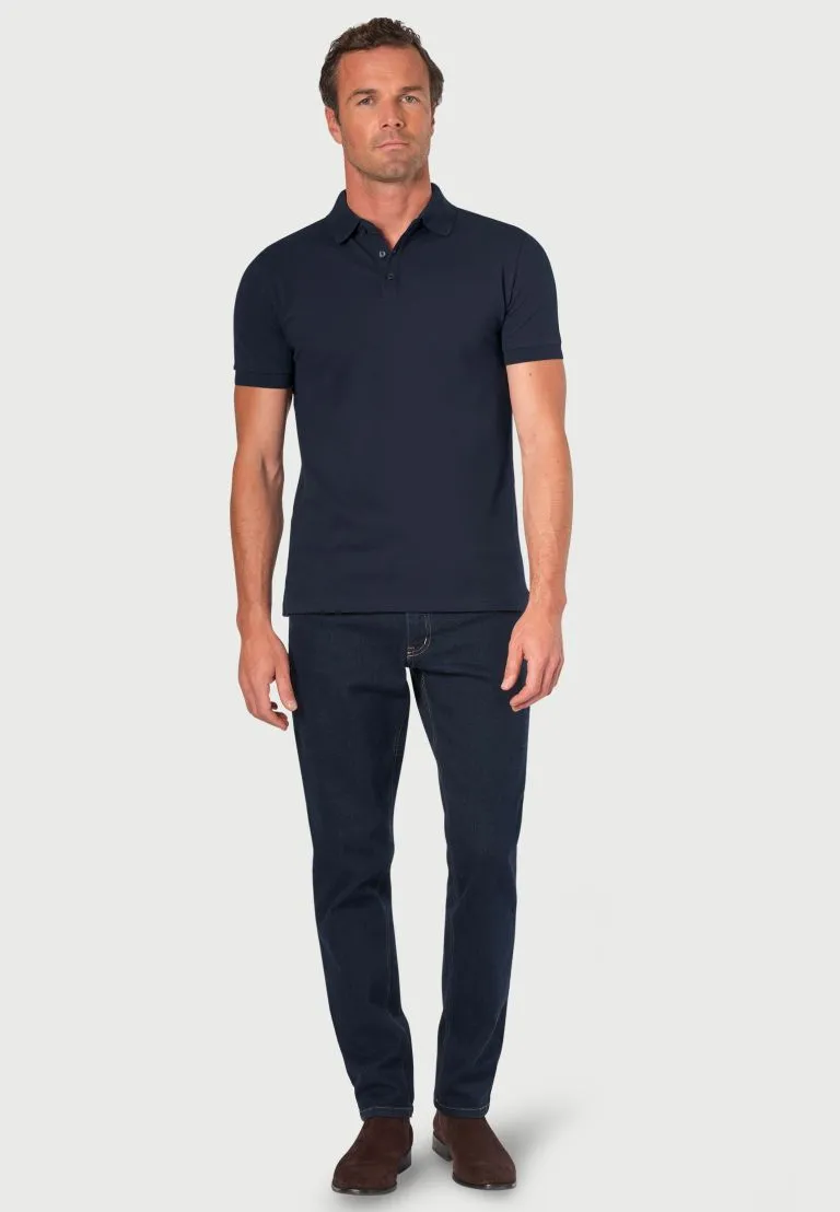 Hampton Cotton Stretch Navy Polo Shirt