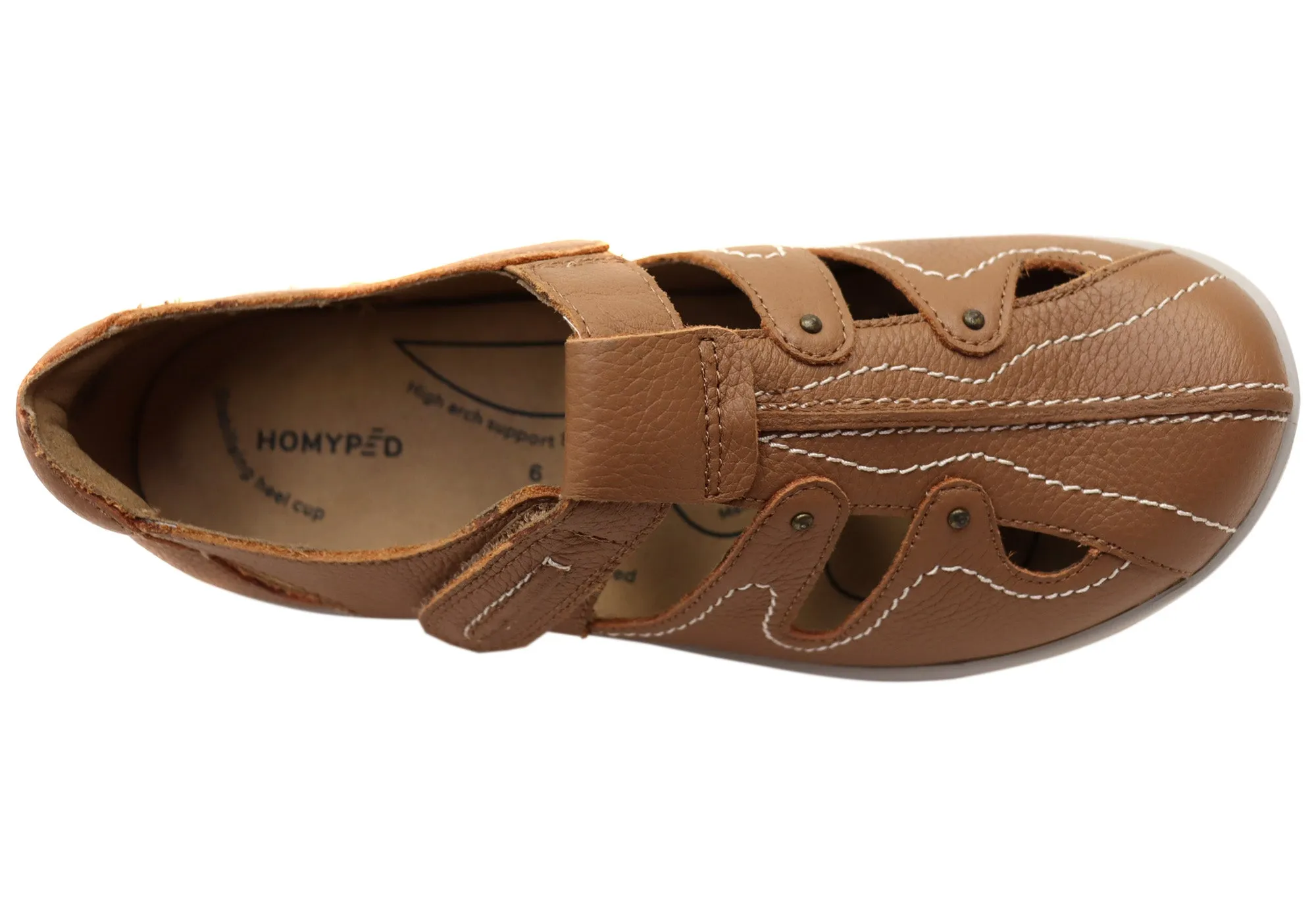 Homyped Jamima Tan Womens Leather Wide Fit Comfortable Shoes