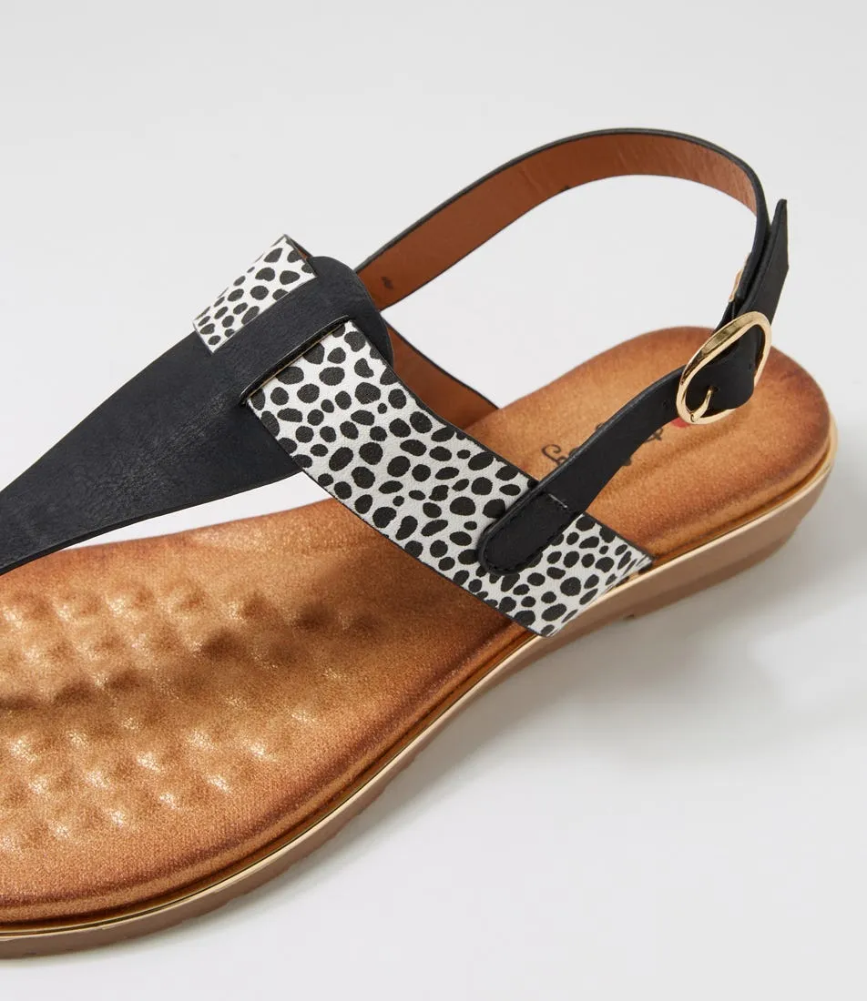 I LOVE BILLY Martina Black Cheetah Multi Sandals