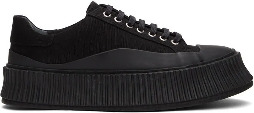 Jil Sander Black Canvas Platform Sneakers