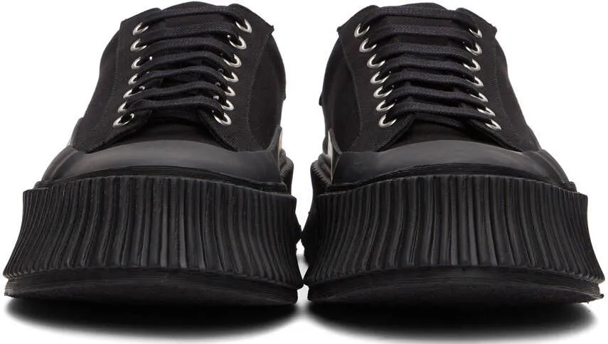 Jil Sander Black Canvas Platform Sneakers