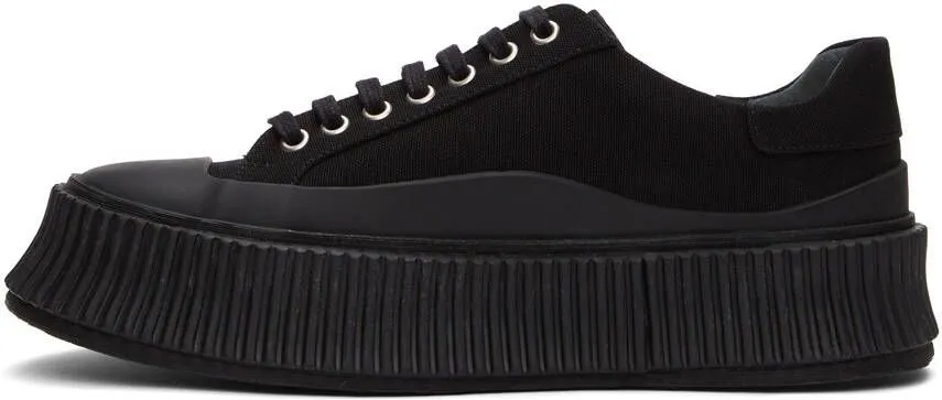 Jil Sander Black Canvas Platform Sneakers