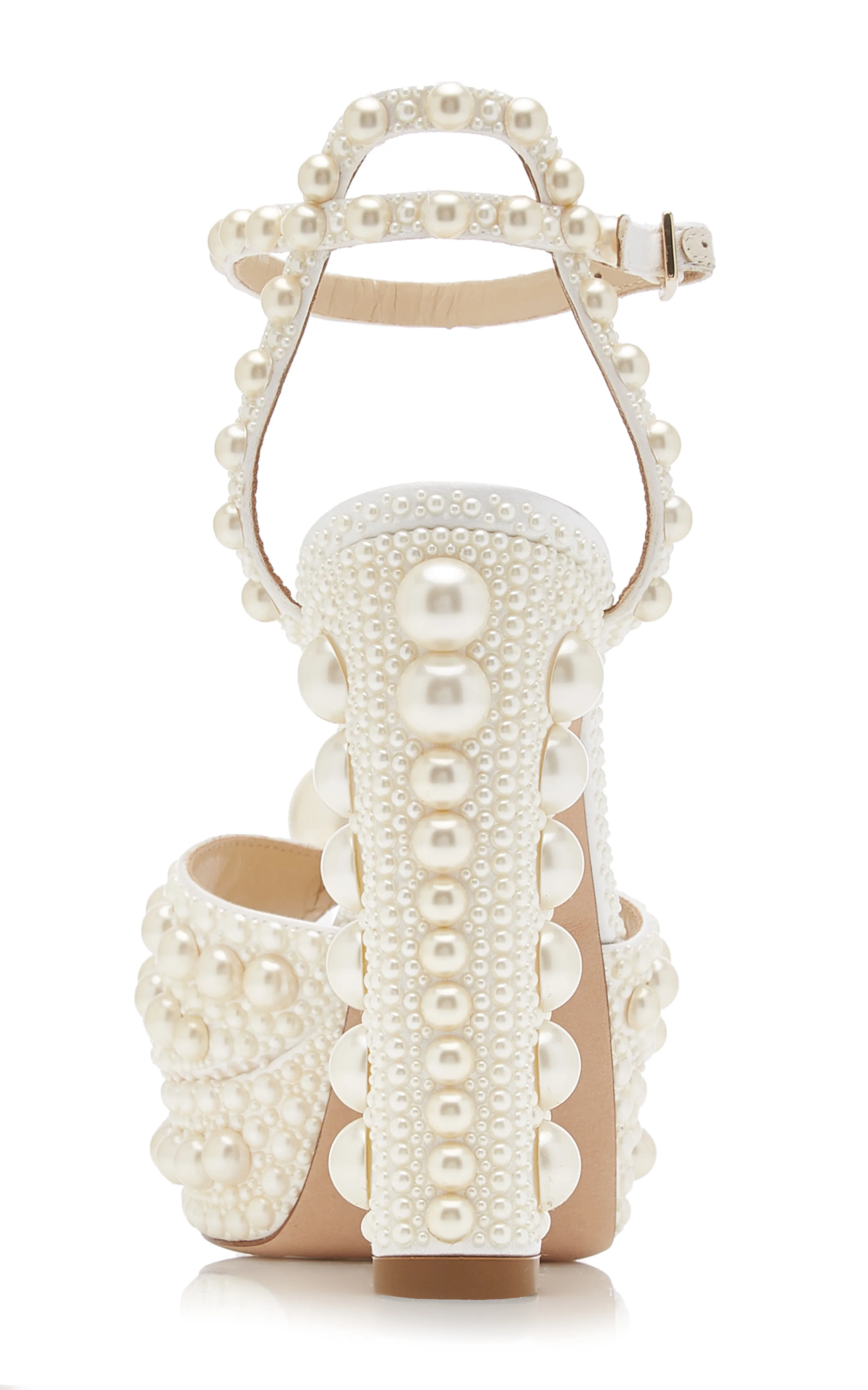 Jimmy Choo Sacaria Pearl-Embellished Satin Platform Sandals