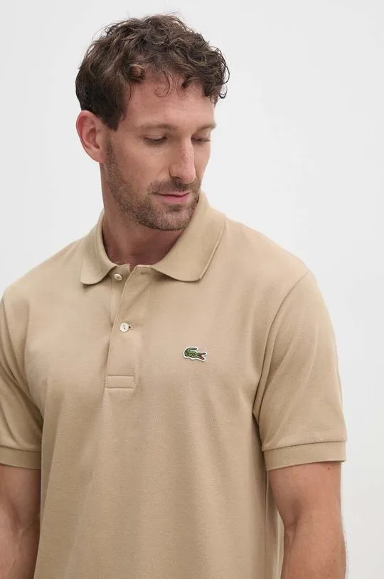 Lacoste cotton polo shirt Lacoste Polo Classic Fit L1212 02S brown color smooth