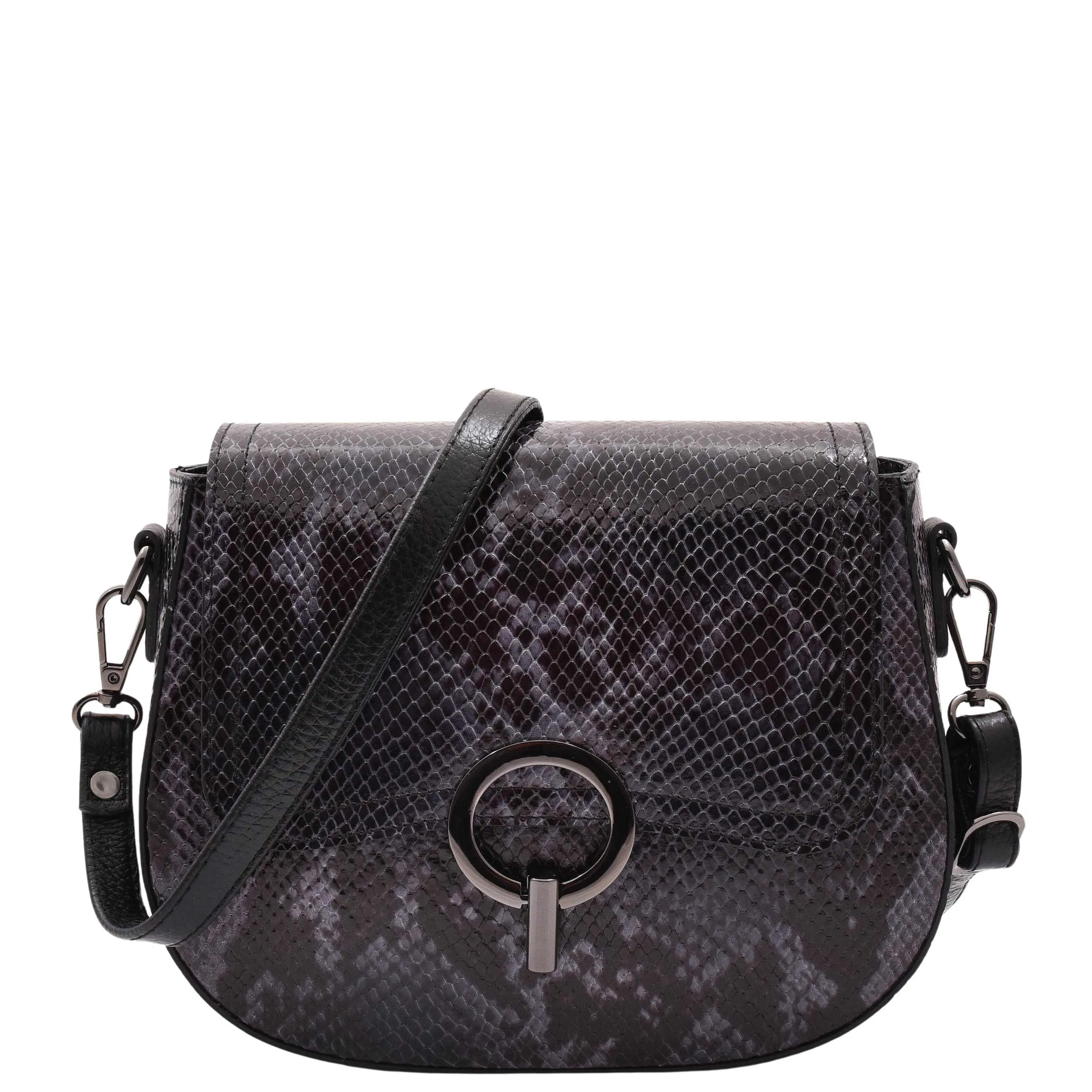 Leather Small Size Cross Body Bag for Women Snake Print Zora Navy