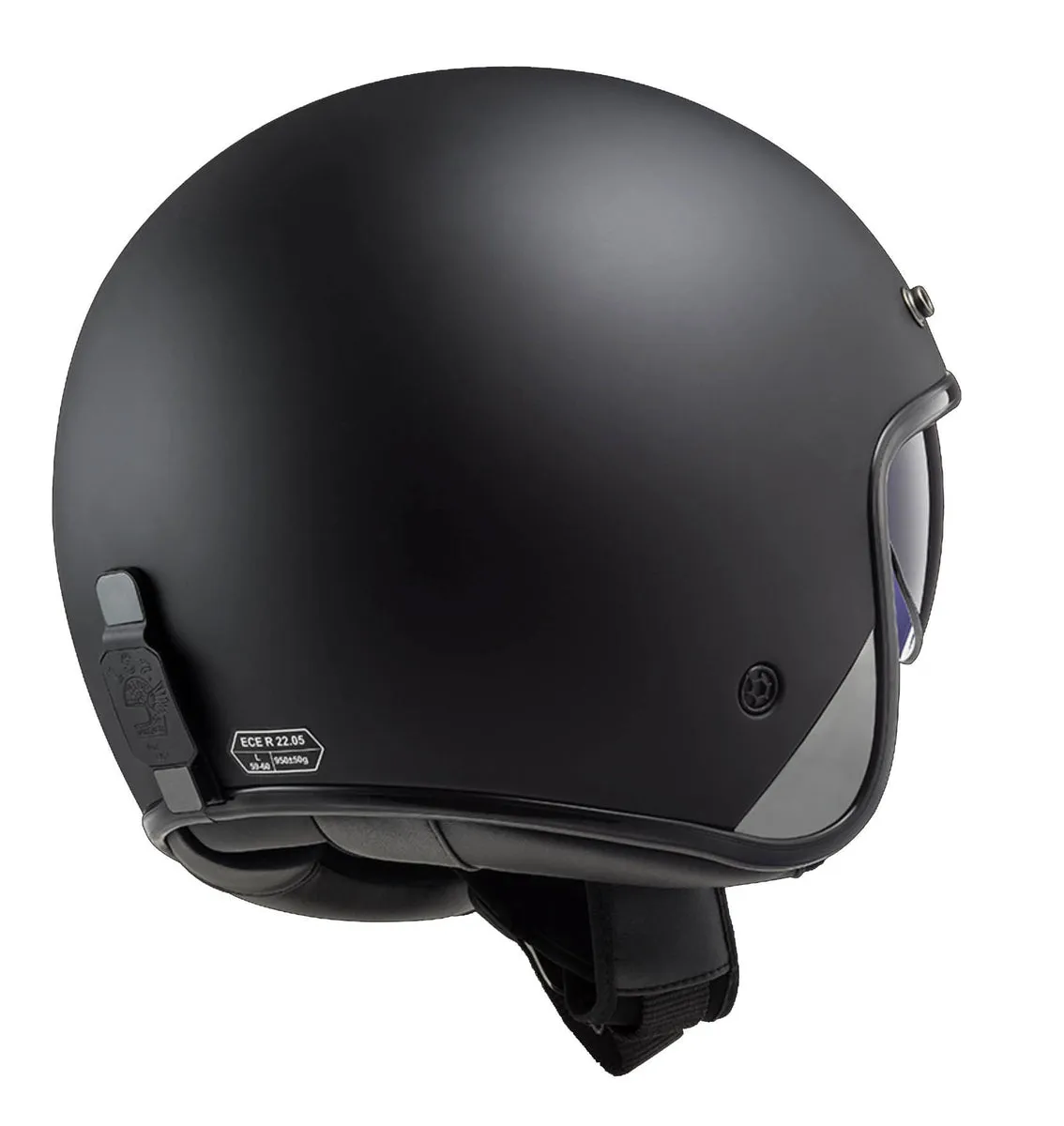 LS2 BOB Low Profile Matt Black ECE approved Open Face Helmet with dark drop down visor