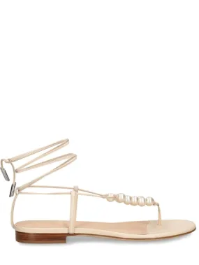 Magda Butrym   10mm Grosgrain & pearls flat sandals 