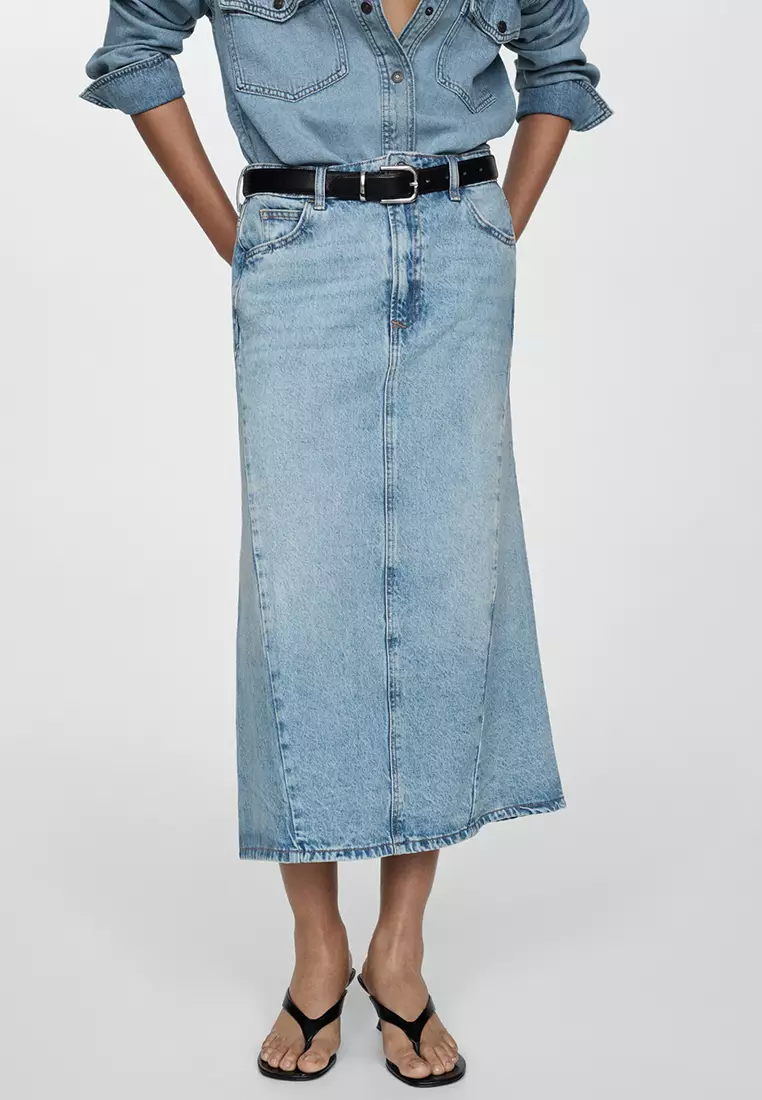 Mango Slit Denim Skirt