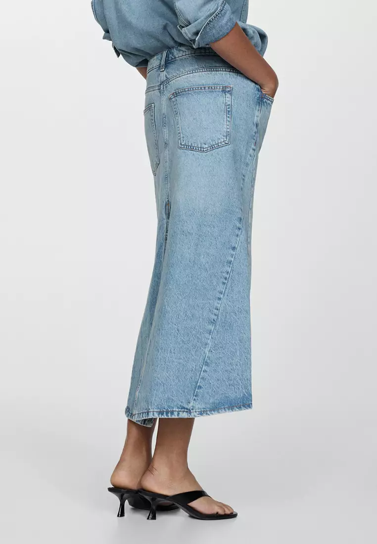 Mango Slit Denim Skirt