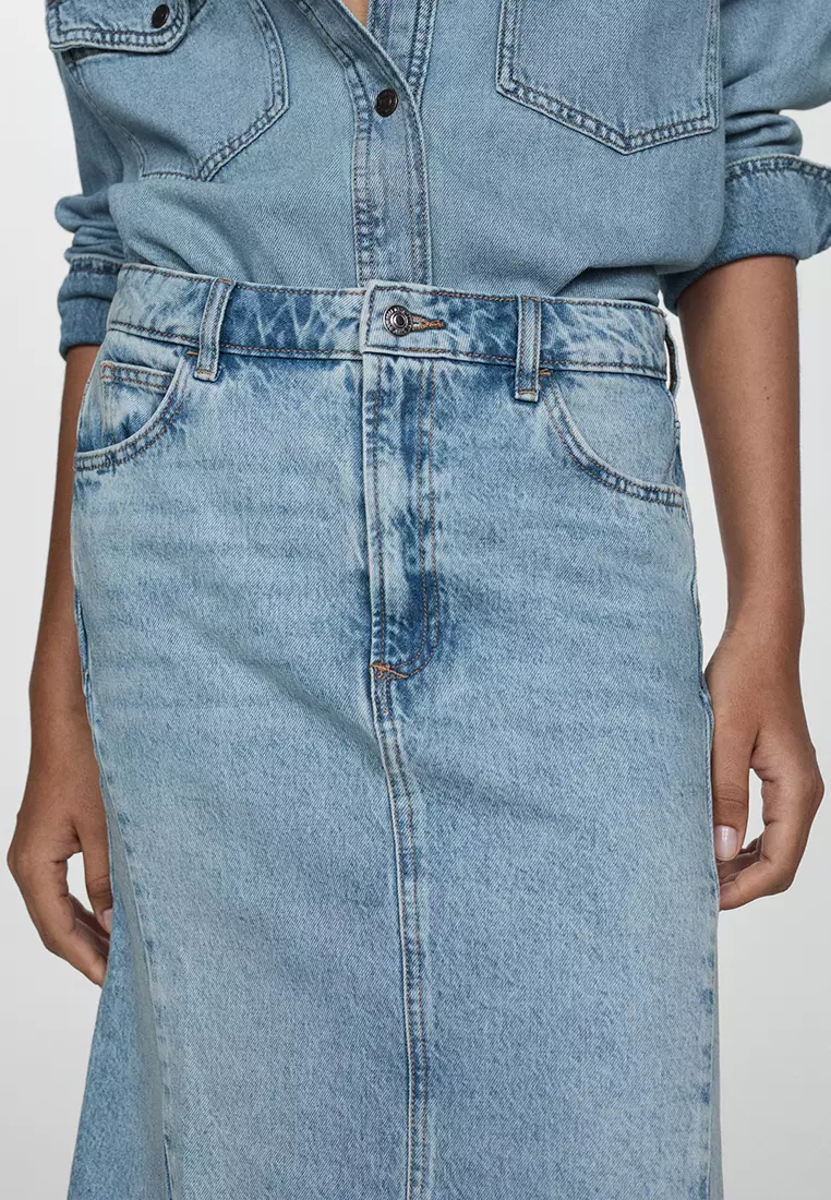 Mango Slit Denim Skirt