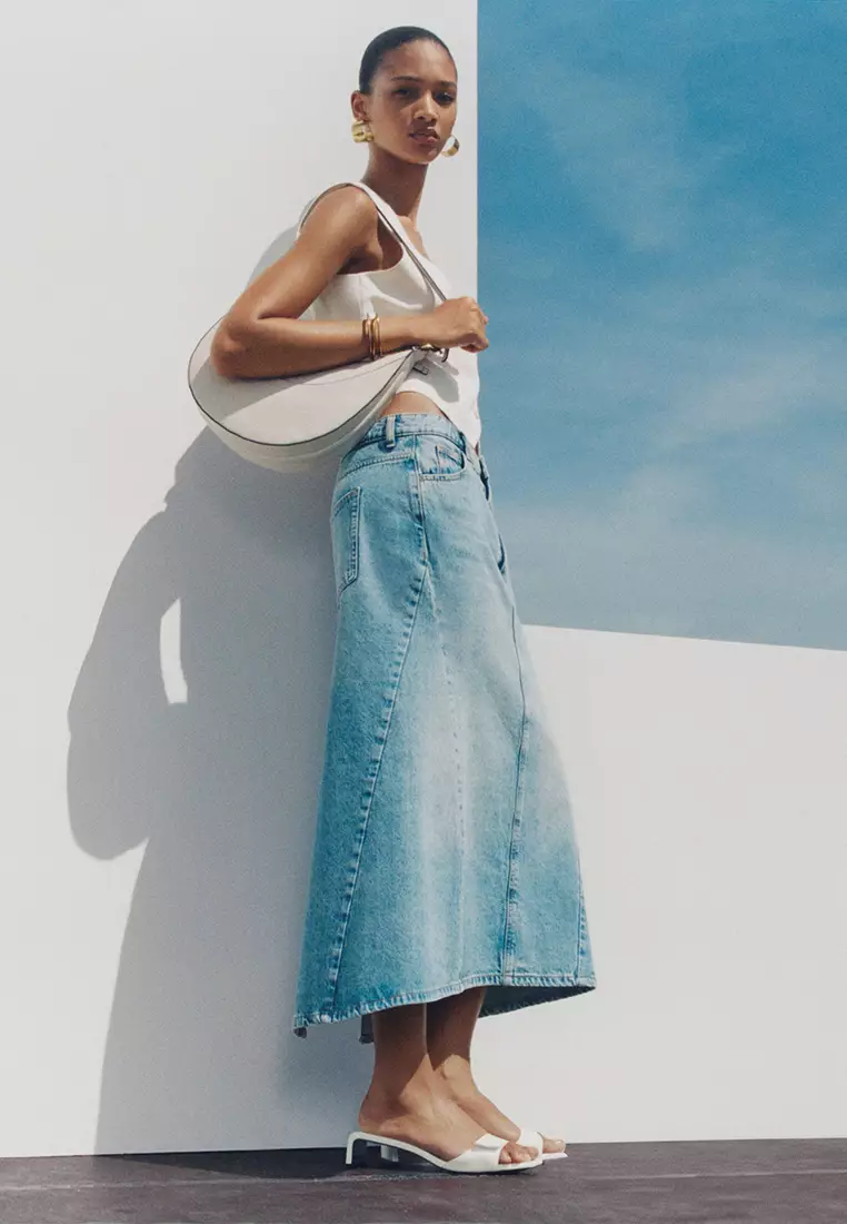 Mango Slit Denim Skirt