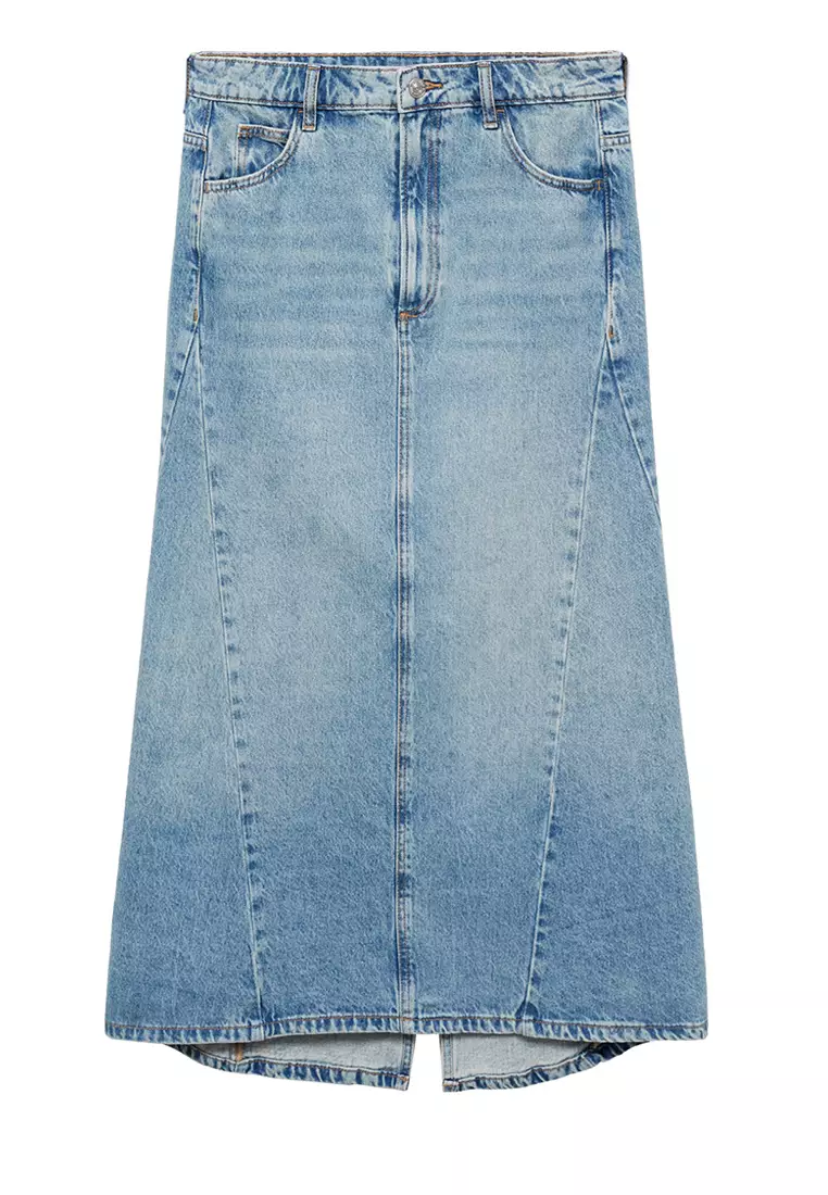 Mango Slit Denim Skirt