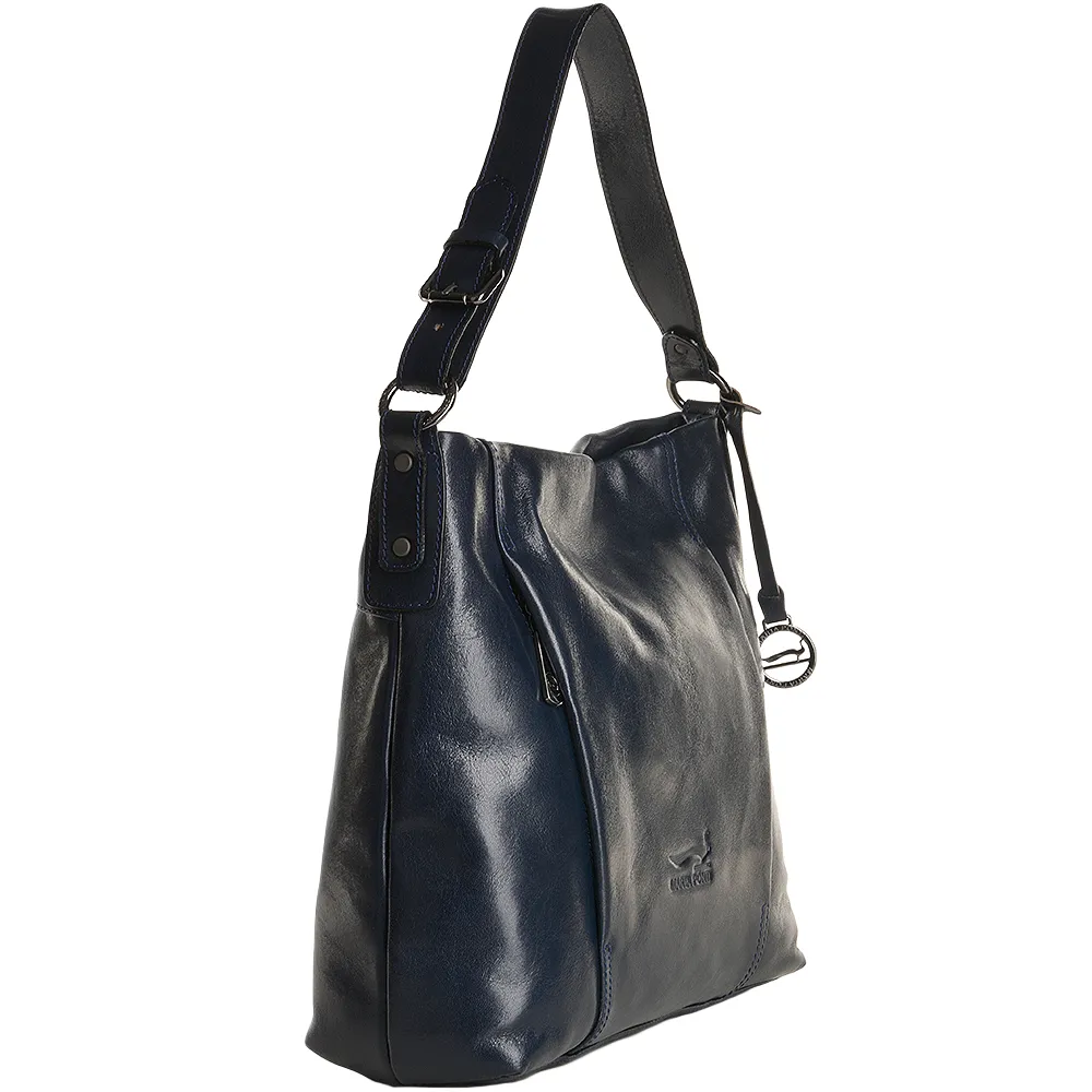 Medium Italian Leather Shoulder Bag Blue - 8105879