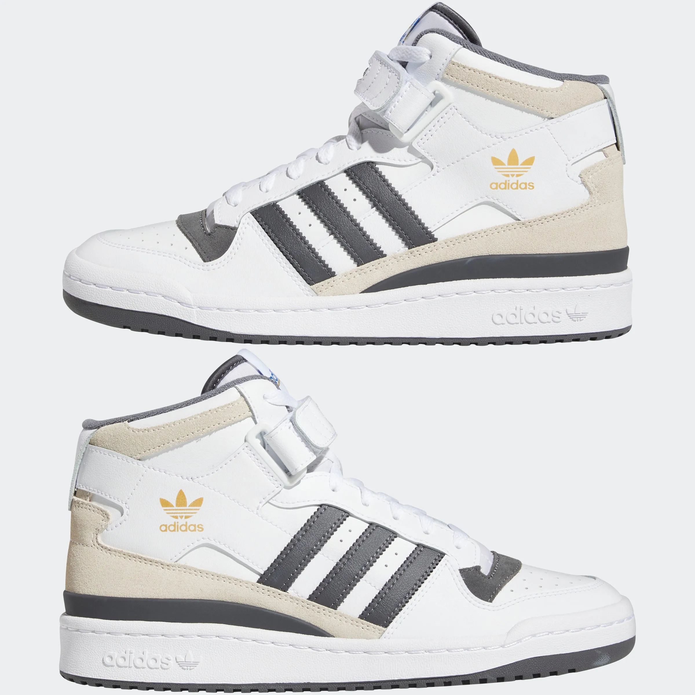 Men's adidas Originals Forum Mid Shoes White Grey Five