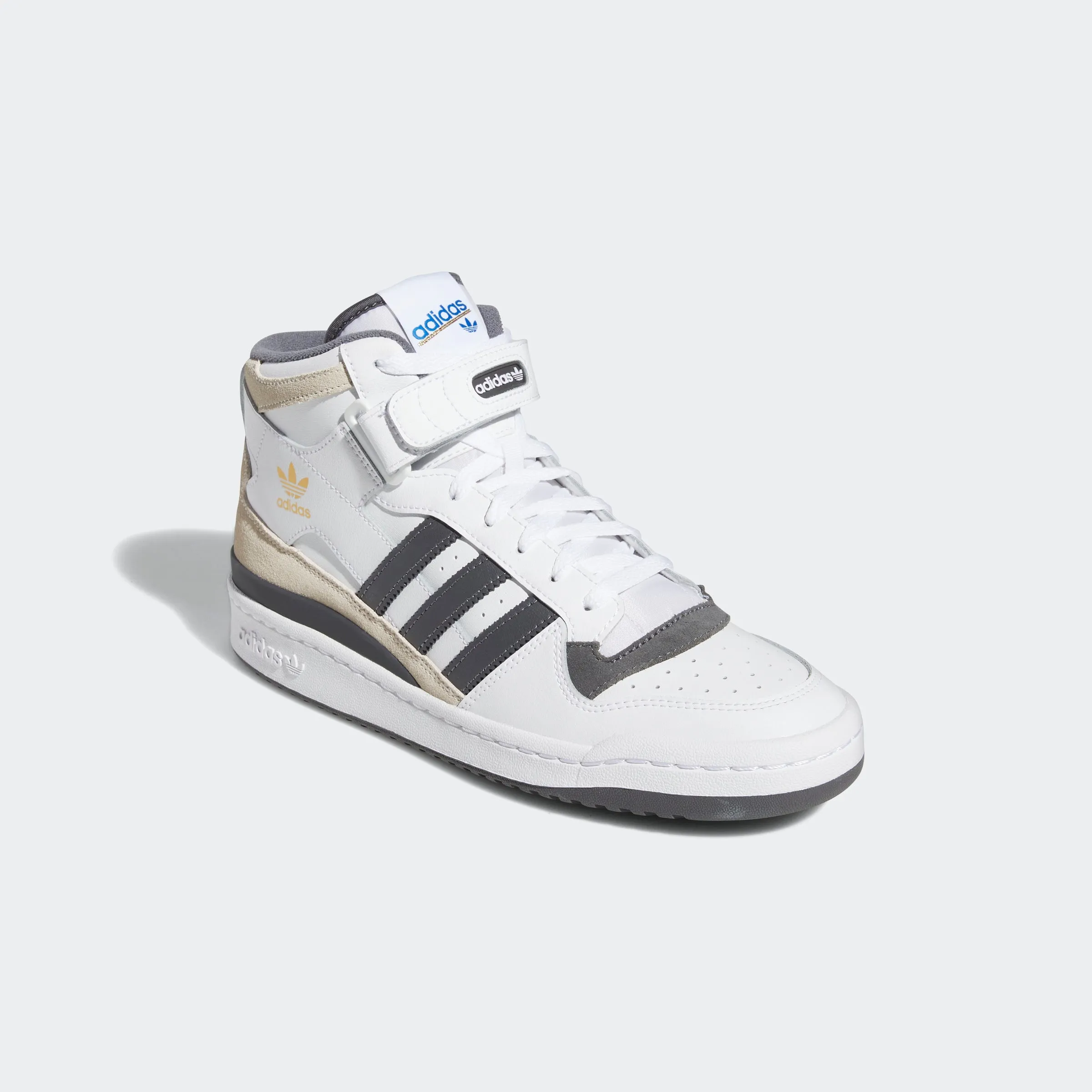 Men's adidas Originals Forum Mid Shoes White Grey Five