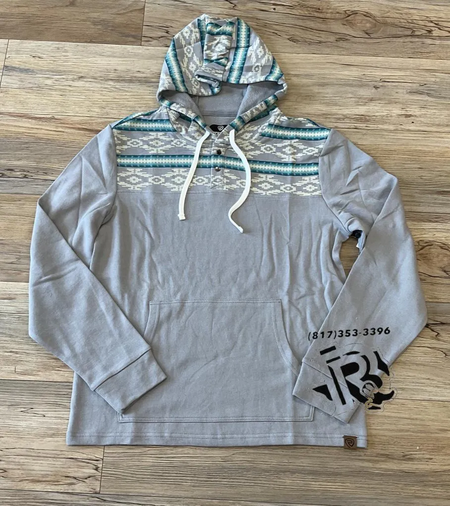 Men’s border print hoodie light grey rock & roll | BM94T02078