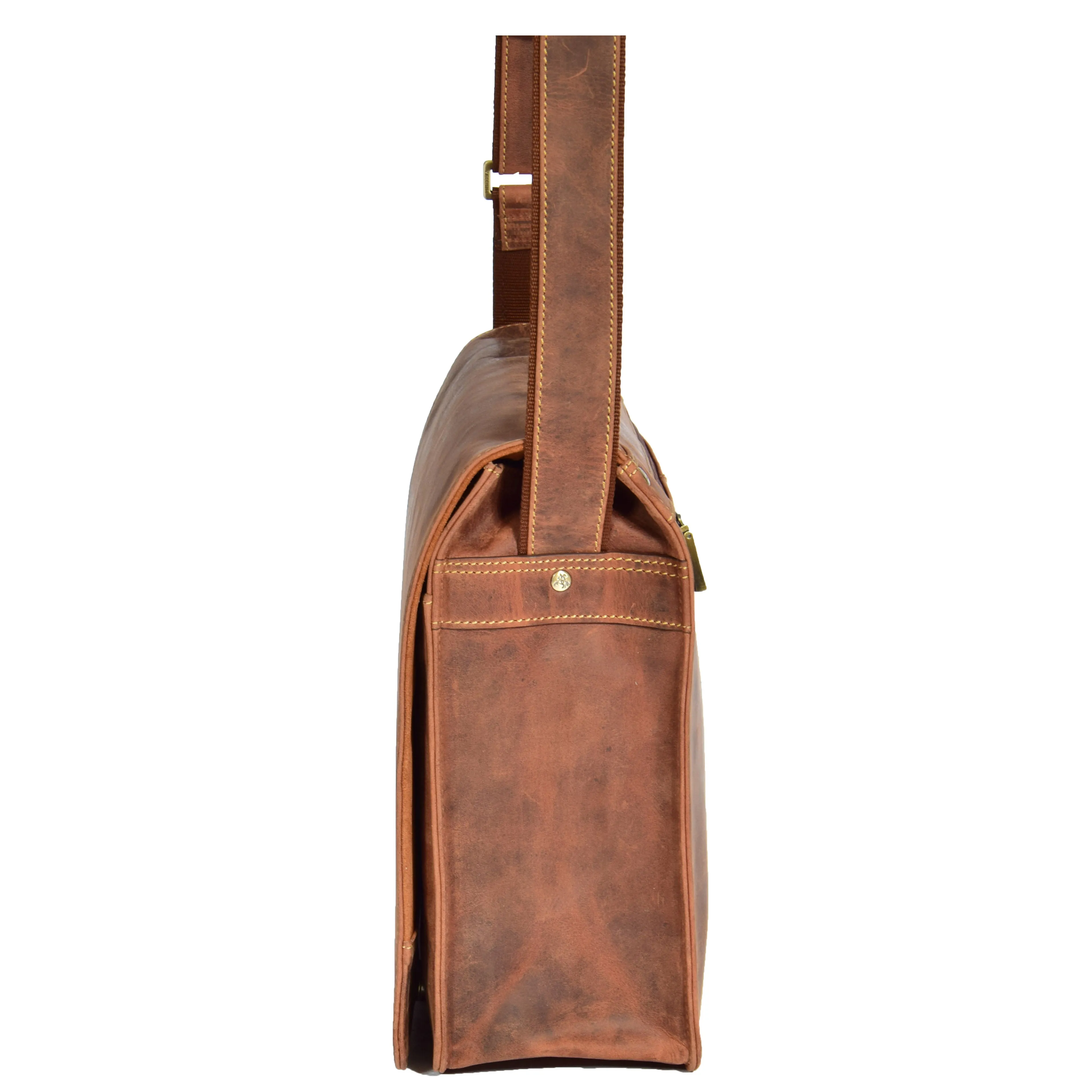 Mens Leather Cross Body Flap over Bag Vegas Tan