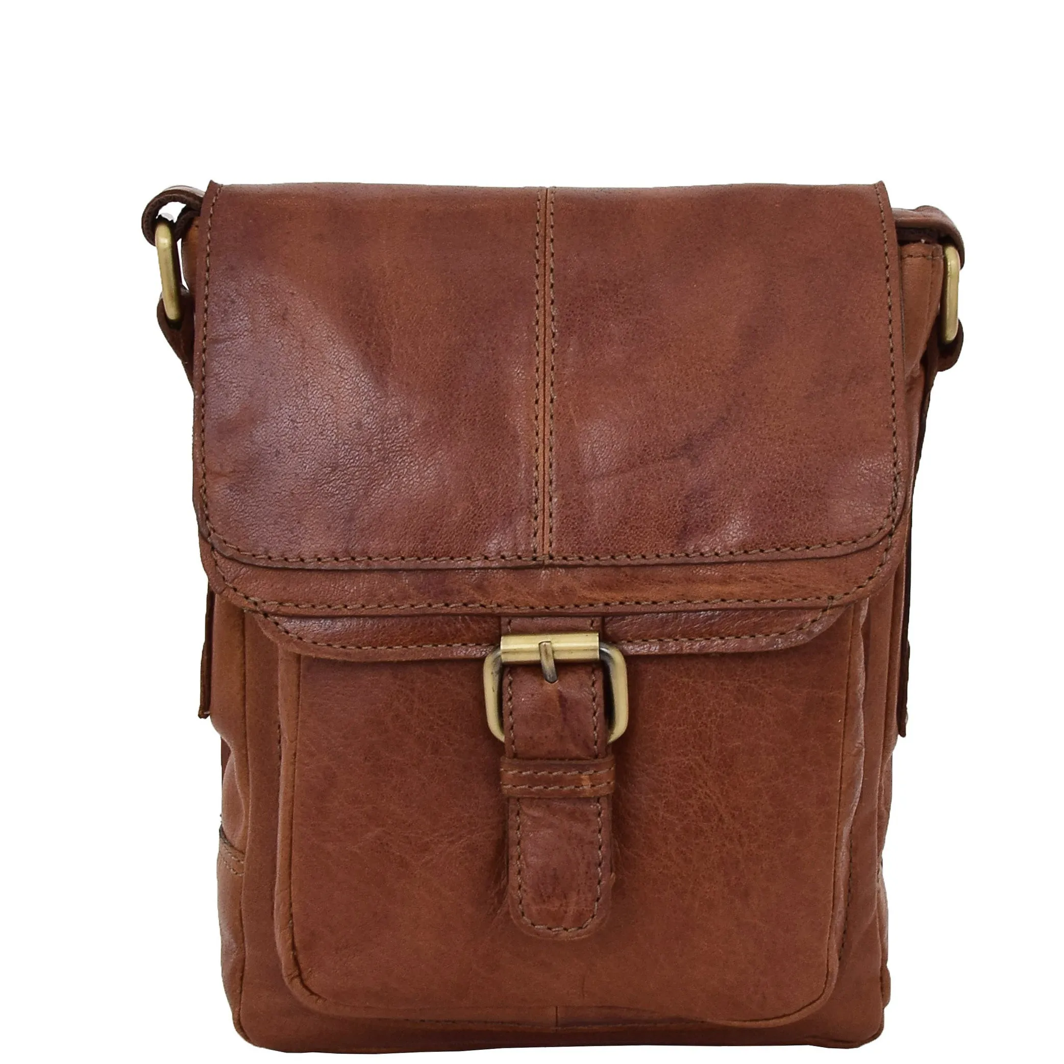 Mens Leather Cross Body Flight Bag Oldenburg Tan