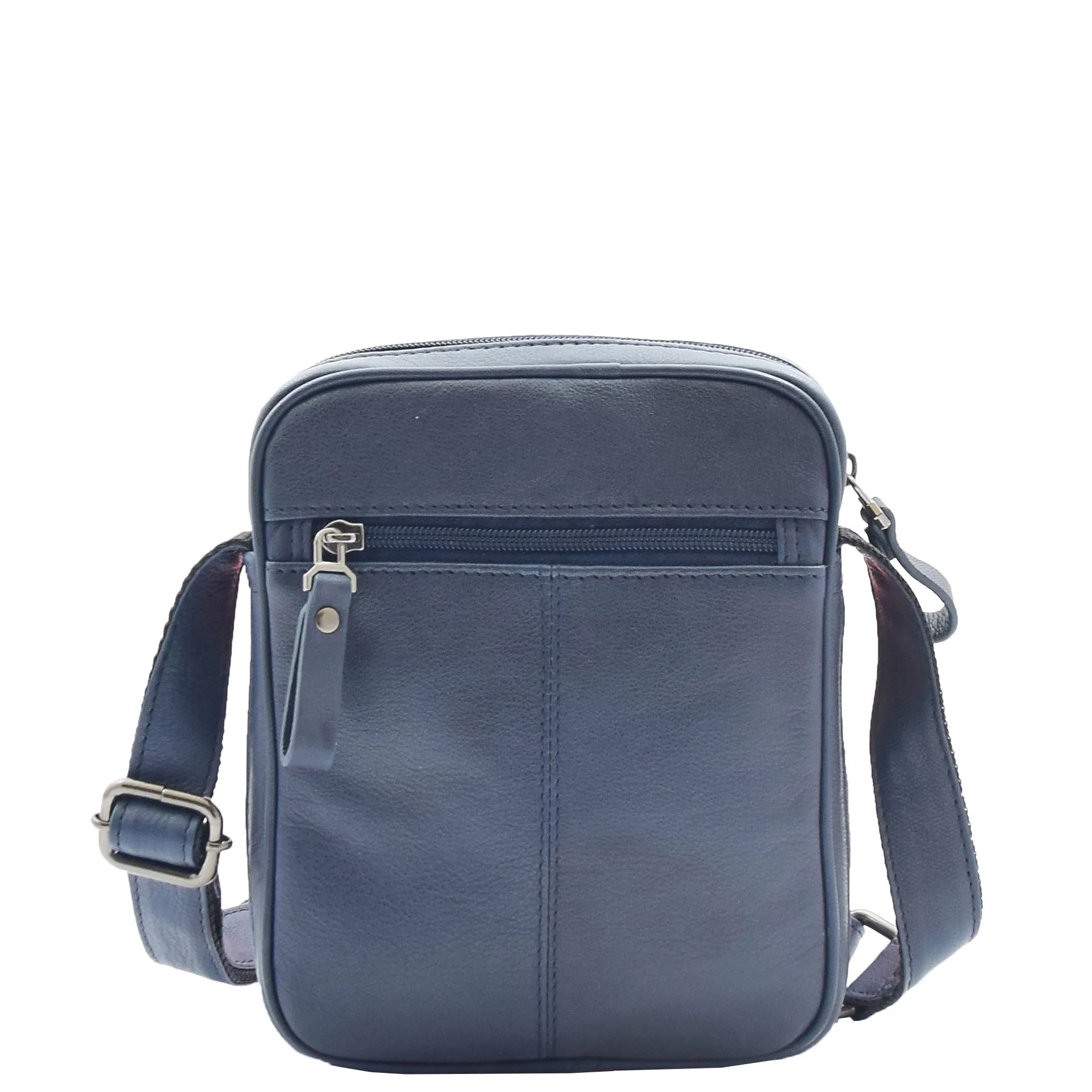 Mens Leather Cross Body Small Flight Bag Parkham Navy