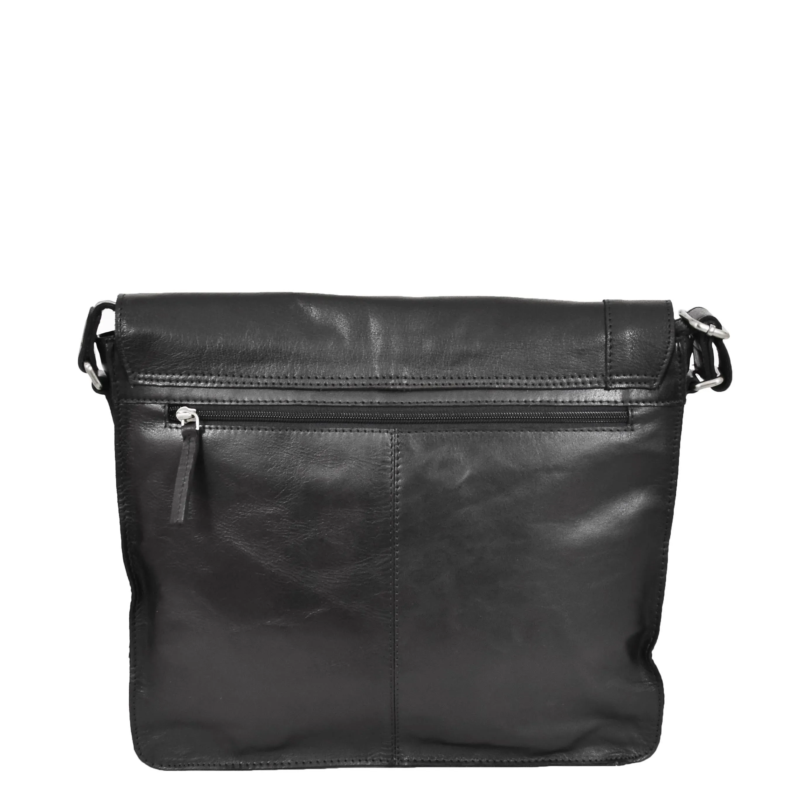 Mens Leather Flap Over Cross Body Bag Bristol Black