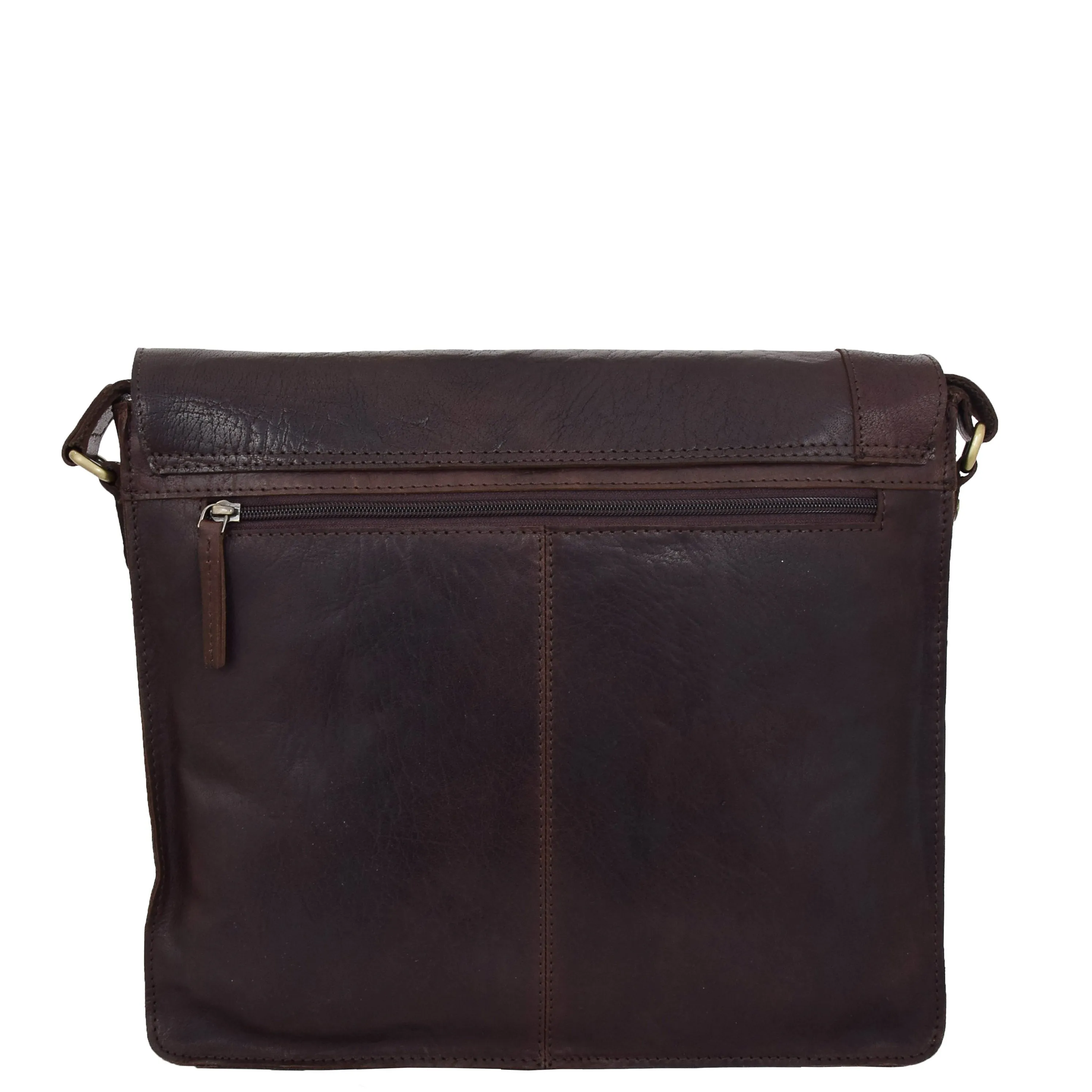 Mens Leather Flap Over Cross Body Bag Bristol Brown