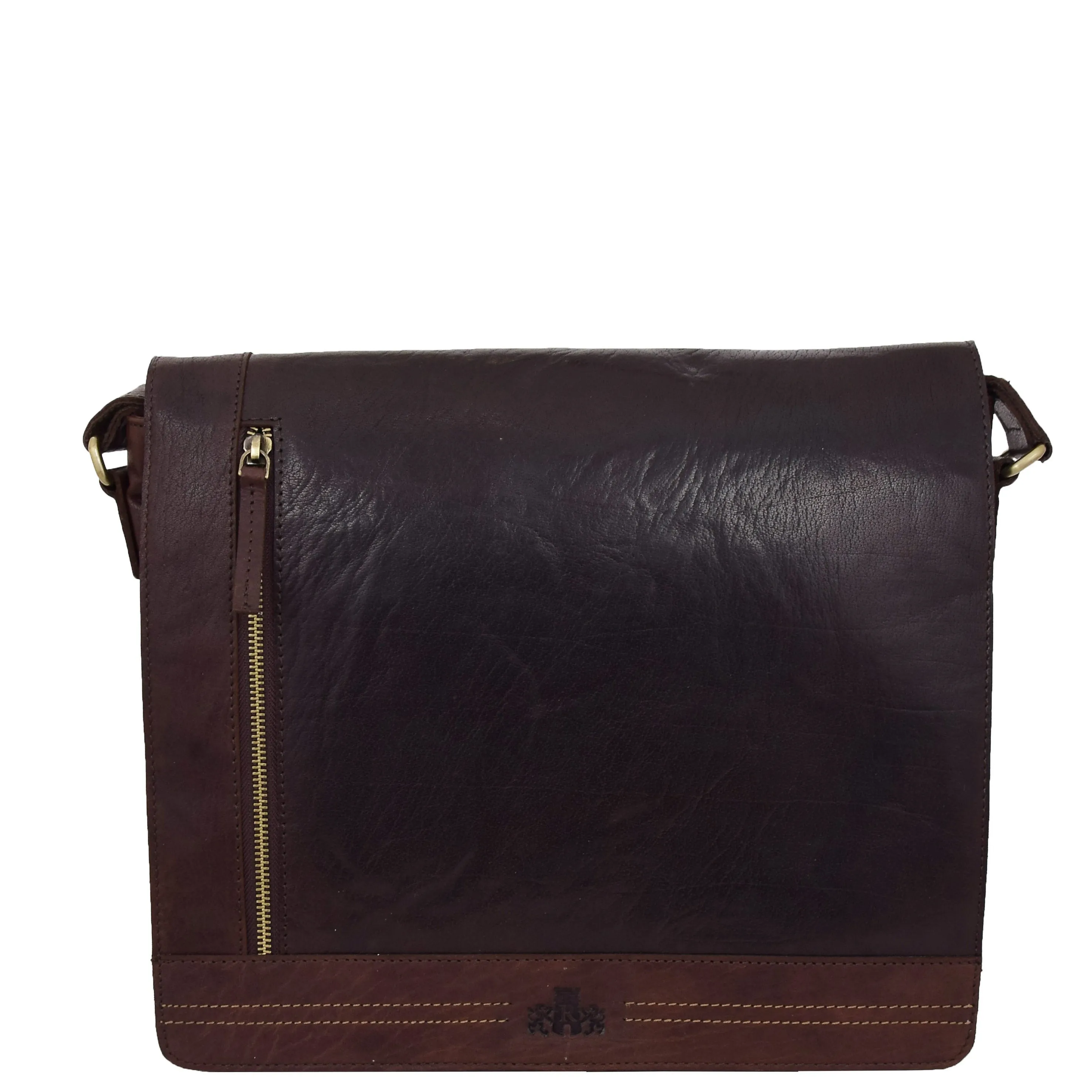 Mens Leather Flap Over Cross Body Bag Bristol Brown