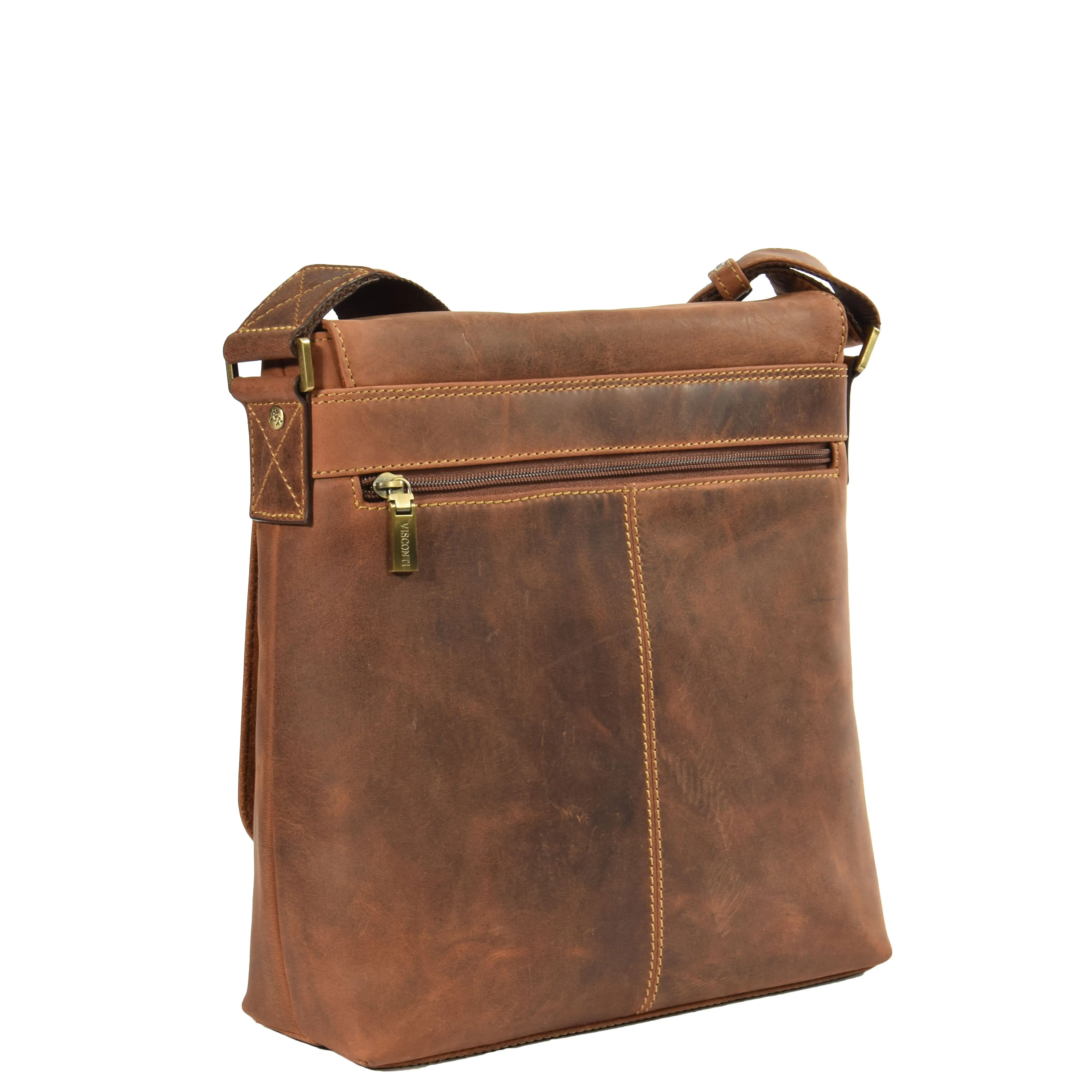 Mens Leather Organiser Cross Body Bag Bremen Tan