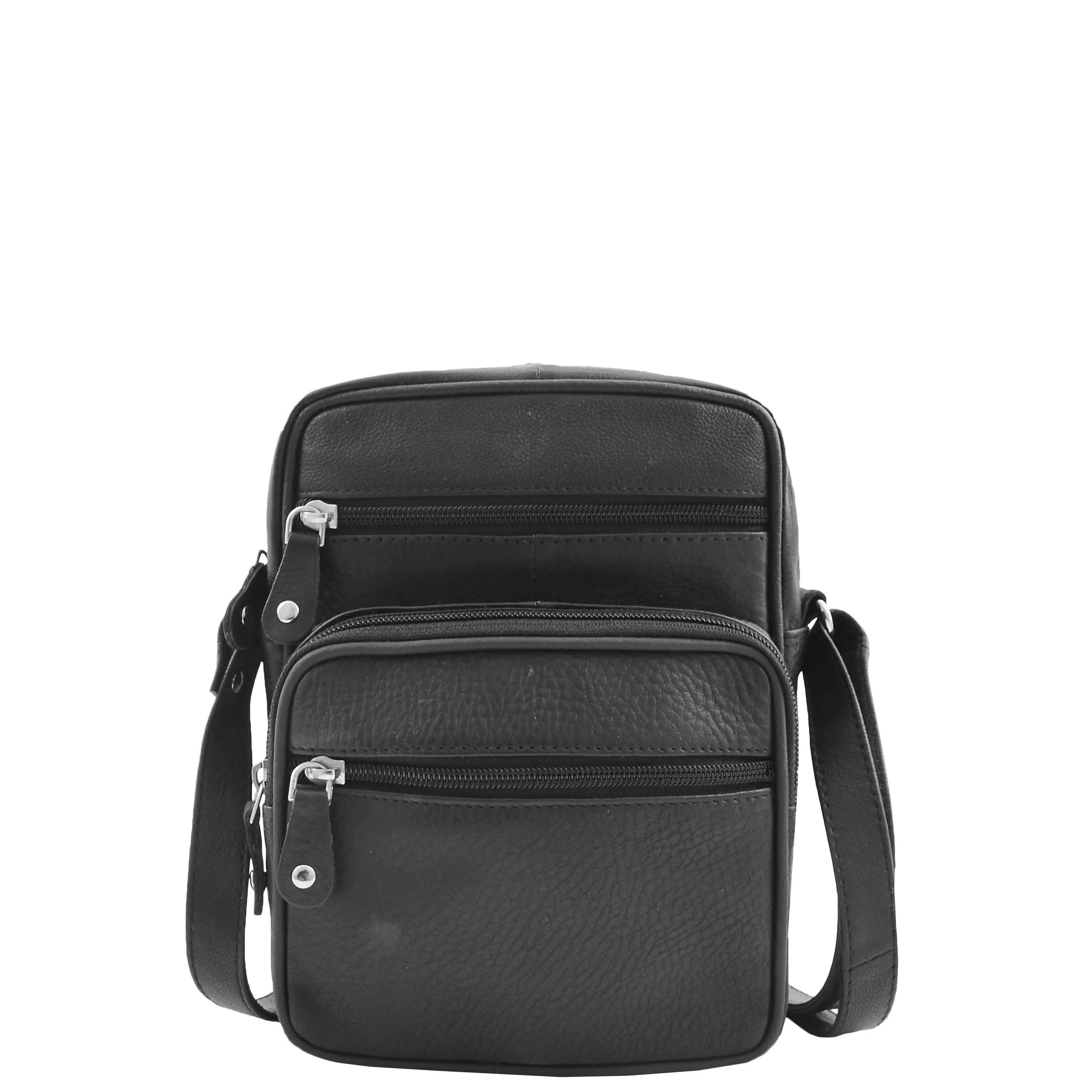 Mens Real Leather Cross Body Pouch Organiser Flight Bag Dayton Black