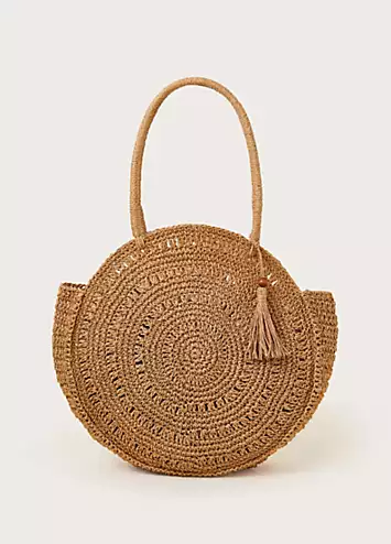 Monsoon Round Metallic Raffia Bag