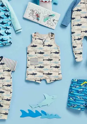 Mudpie Shark Baby Shorts Romper