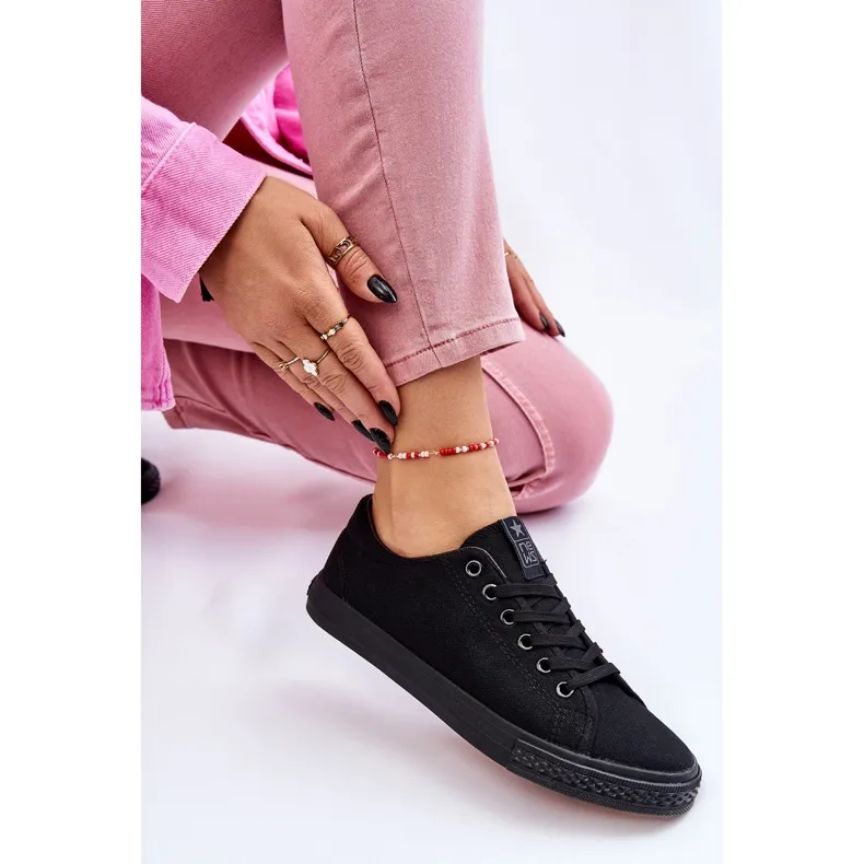 News Women's Lace Up Classic Sneakers Black Eleya