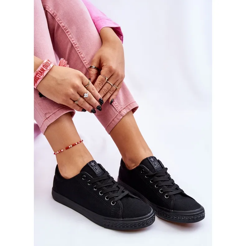 News Women's Lace Up Classic Sneakers Black Eleya