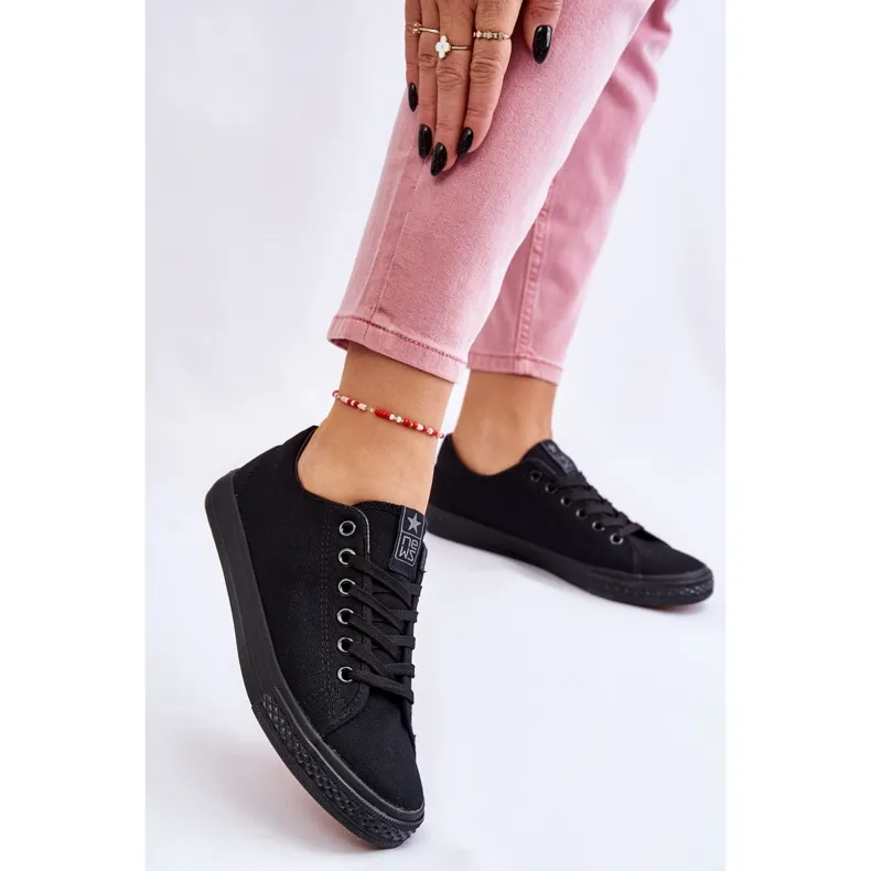 News Women's Lace Up Classic Sneakers Black Eleya