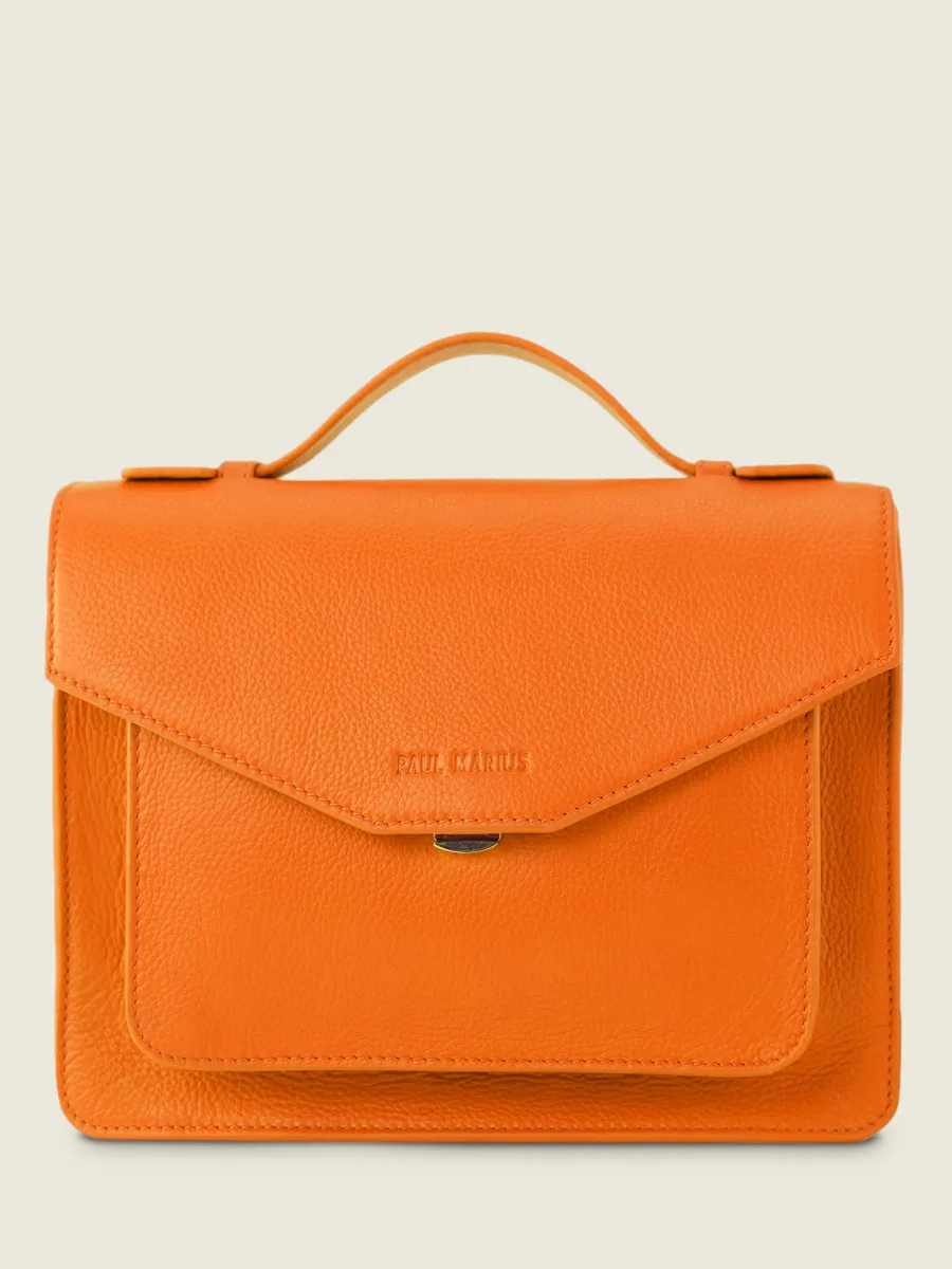 Orange Leather Cross-body Bag for Women - Simone Sorbet Mango | PAUL MARIUS