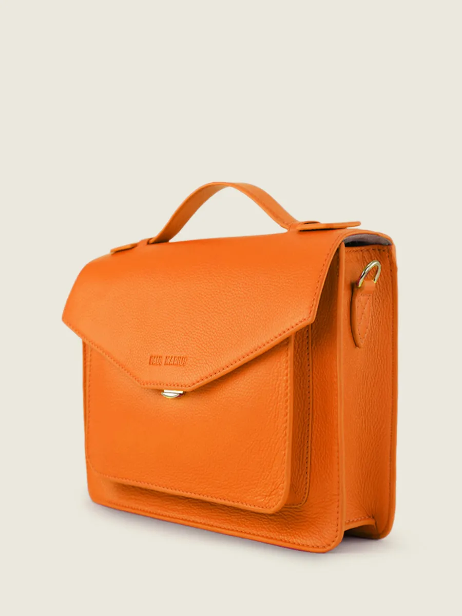 Orange Leather Cross-body Bag for Women - Simone Sorbet Mango | PAUL MARIUS