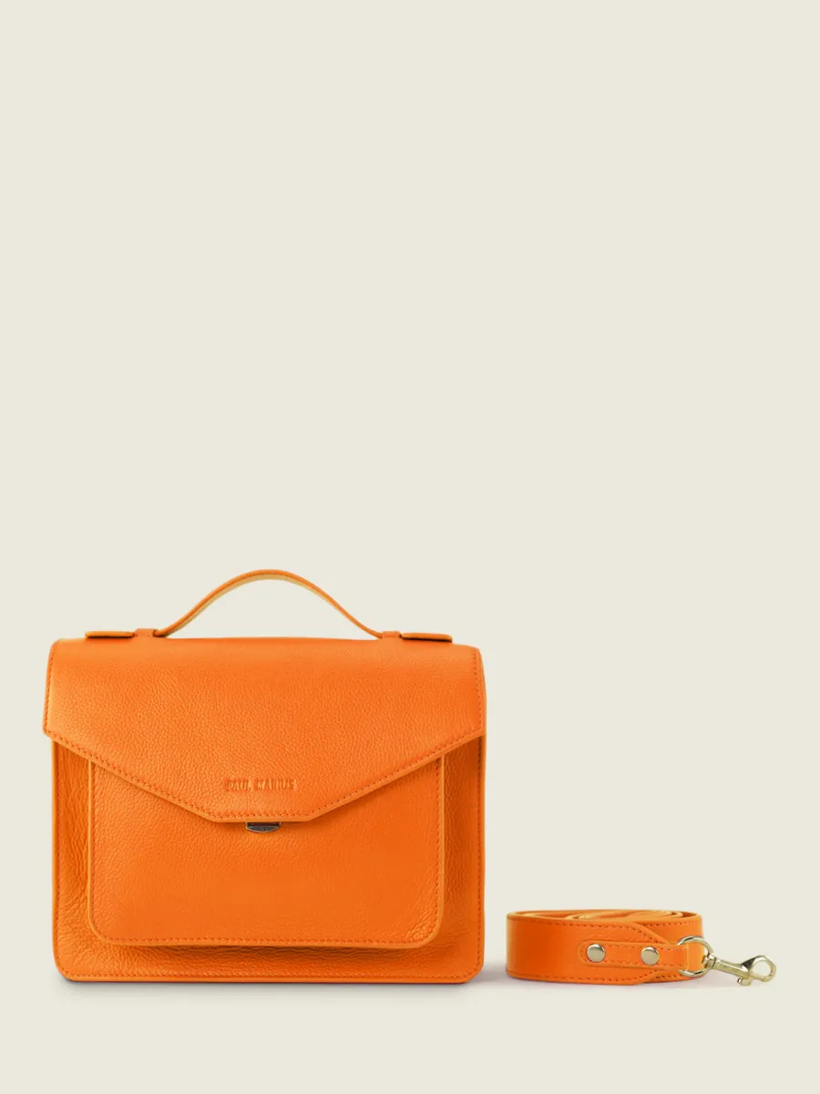 Orange Leather Cross-body Bag for Women - Simone Sorbet Mango | PAUL MARIUS