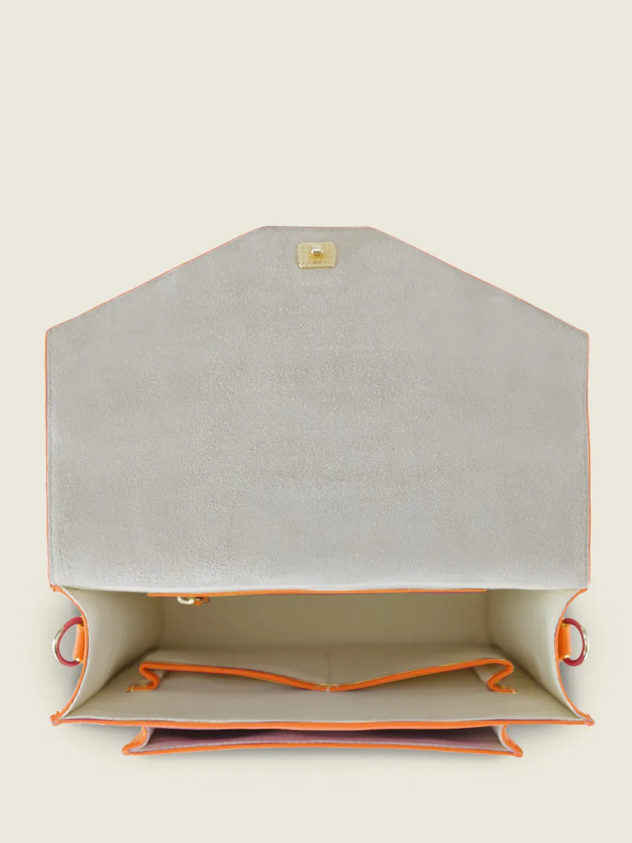 Orange Leather Cross-body Bag for Women - Simone Sorbet Mango | PAUL MARIUS