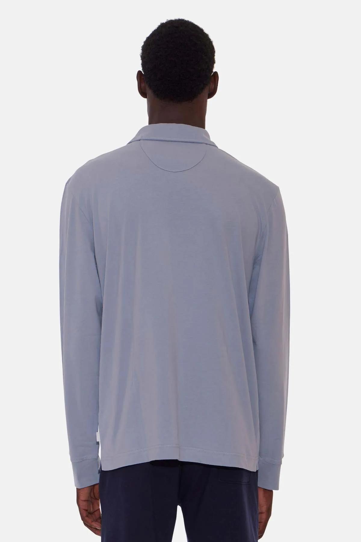 Organic Long Sleeve Polo - Sky