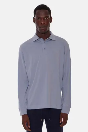 Organic Long Sleeve Polo - Sky