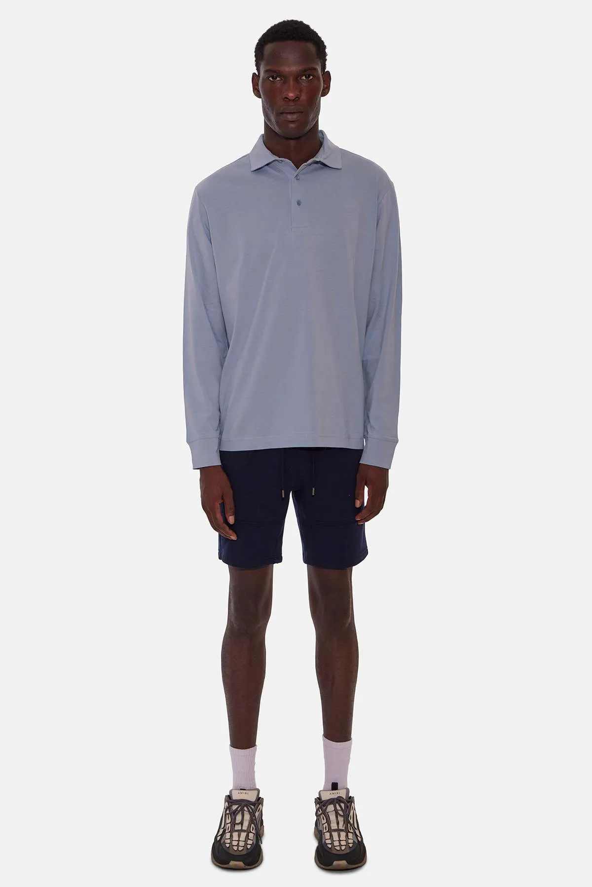 Organic Long Sleeve Polo - Sky