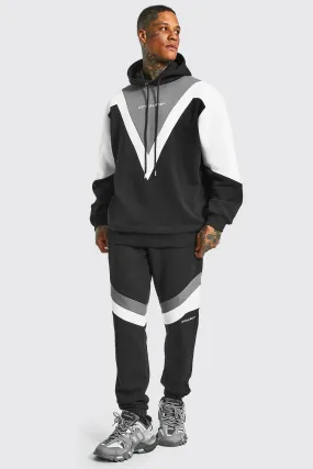 Oversized Man Colour Block Hooded Tracksuit | boohooMAN UK