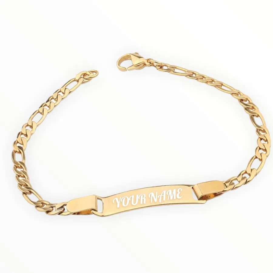 Personalized figaro id bracelet 18kts of gold plated