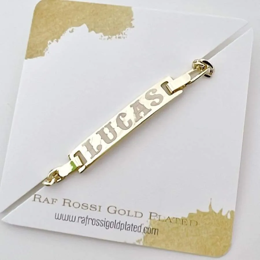 Personalized figaro id bracelet 18kts of gold plated