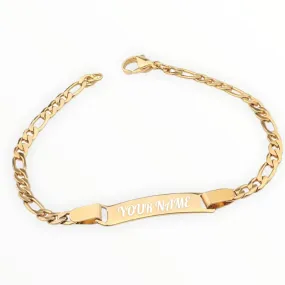 Personalized figaro id bracelet 18kts of gold plated