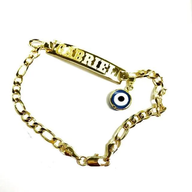 Personalized figaro id bracelet 18kts of gold plated