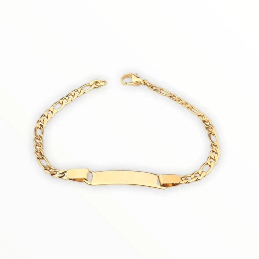 Personalized figaro id bracelet 18kts of gold plated